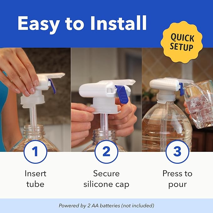 Magic Tap Automatic Drink Dispenser for Fridge, White (1 Pack), No Spill Milk Dispenser for Fridge, Automatic Milk Dispenser Pump for Gallon Jugs, Water & Juice, Fits Most Bottles, Batteries Required