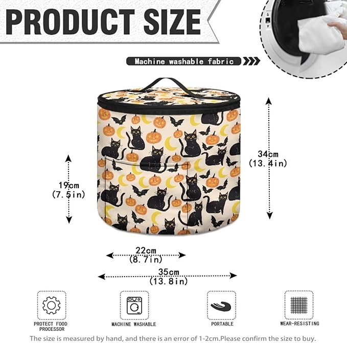 Halloween Electric Pressure Cooker Insulation Bag Effective Insulation Pressure Cooker Handbag Keep Your Cooker Dust Free, Pumpkin Moon Black Cat