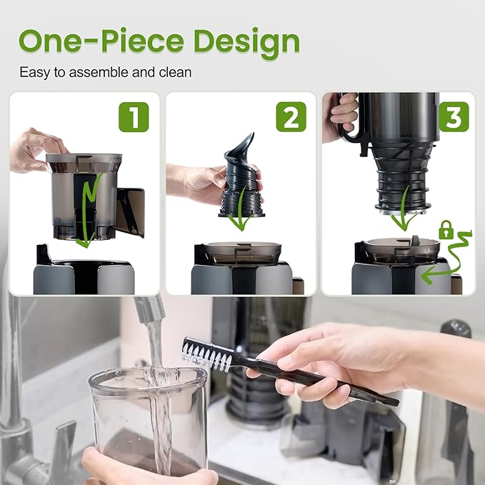 Ventray Cold Press Juicer, Slow Masticating Juicer Machine with 4.7" Wide Feed Chute for Whole Vegetables & Fruits, Juice Extractor High Juice Yield, Easy to Clean