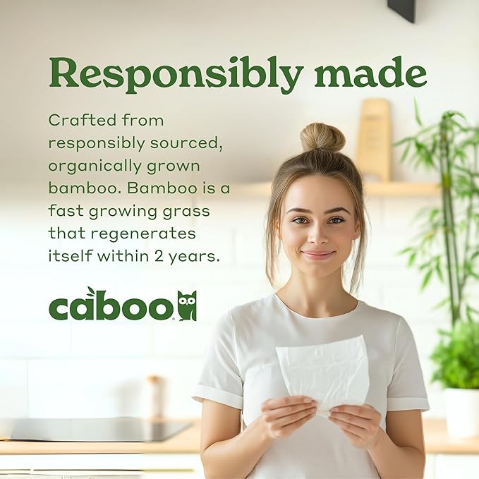 Caboo Tree Free Napkins, 4 Packs of 250, 1000 Total Napkins, Sustainable & Disposable Kitchen Napkin