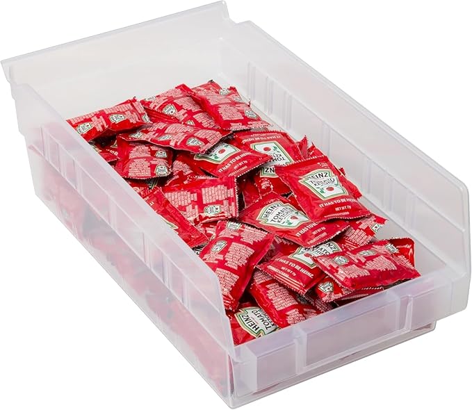 Akro-Mils 30130 Plastic Shelf Bins, Heavy Duty Storage Bins for Garage, Closet, and Drawer Organization, 12" x 6-1/2" x 4", Clear, 12-Pack