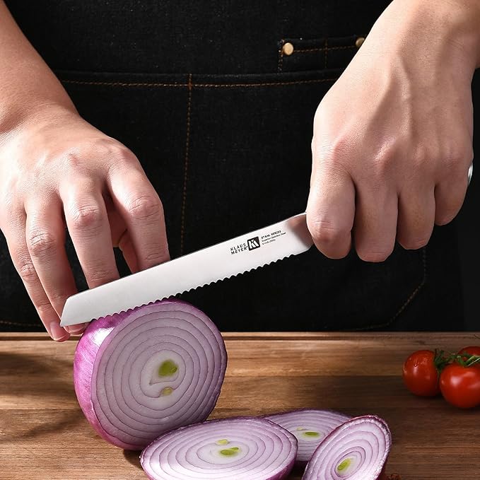 Klaus Meyer Stahl High Carbon Exclusive German Steel 6 inch Utility Serrated Knife (White)
