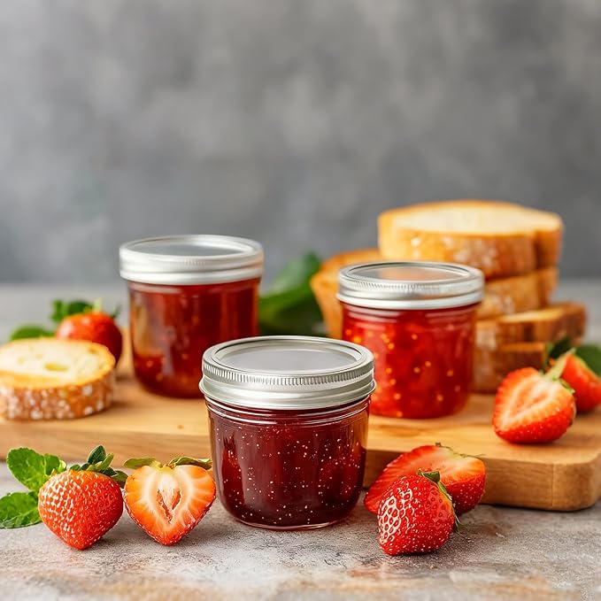 ComSaf Wide Mouth Mason Jars with Lids 8 oz 6Pcs, Half Pint Small Mason Containers, Canning Jars for Jam, Jelly, Meal Prep, Overnight Oats, Yogurt Parfait, Shower Wedding Favors, DIY Candles Decor