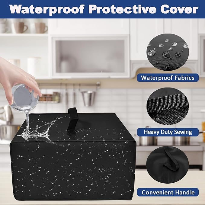 Cover for Bella 2 Slice Slim Toaster, 2-Slice Toaster Cover, Waterproof Heat-Resistant Dust-proof Toaster Cover Case Heavyweight Thickened Toaster Dust Cover with Handle (Only Cover-Black)