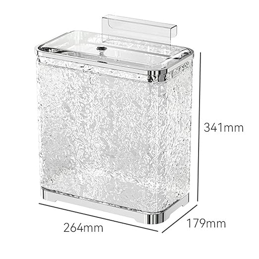 Bathroom Trash Can, Kitchen Hanging Trash Can Wastebasket Portable with Lid Small Over Cabinet Door Garbage Bin Waste Basket for Bathroom Kitchen(Argent)