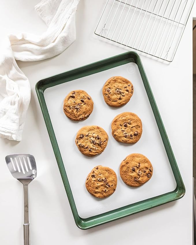 The Silicone Kitchen Silicone Baking Mats, Dishwasher Safe, BPA Free, Extra Thick, Half Sheet 16 in into 11.75 in, Set of 2, Blue and Gray