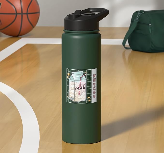 Cute Milk Carton Kawaii Japanese Stars Clouds Stainless Steel Insulated Water Bottle