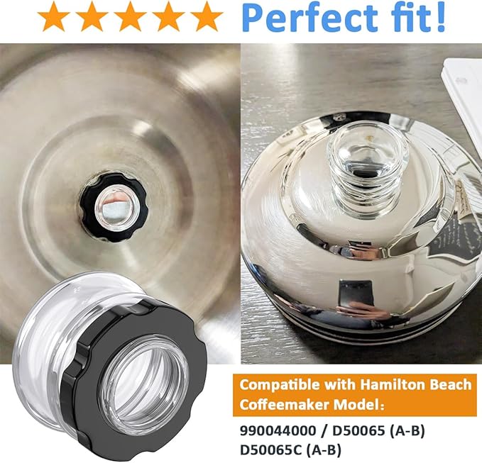 990044000 Top Filler Cap Replaces for Hamilton Beach Commercial Coffeemaker Urn Glass Cap, Coffeemaker Commercial Fill Cap for 60 cup Coffeemaker Model D50065, D50065A, D50065B, D50065C