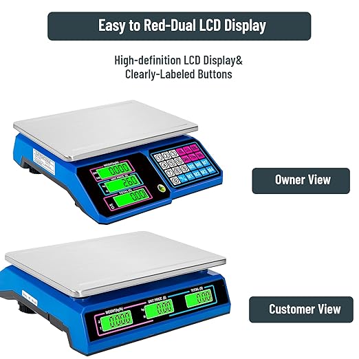 Price Computing Scale：SKEAP DS100 30kg/66 LB Digital Commercial Food Scale,Electronic Meat Scale for Farmers Markets, Retail Outlets, Supermarkets, Blue