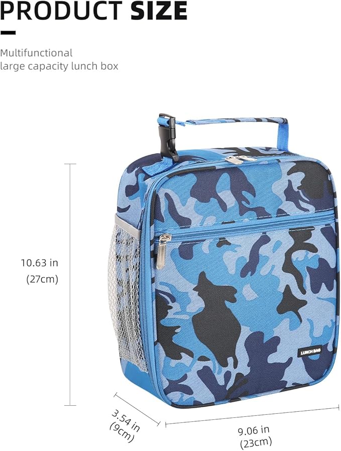 Lovoeo Lunch box Lunch bag for men women Insulated Lunchbox Lunch bags for Work Picnic Travel (Blue camo)