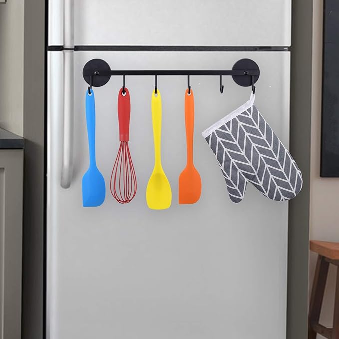 6 Hooks Magnetic Utensil Holder Untensil Rack Tool Hanger Organizer for Refrigerator, Metal Cabinet, Metal Stove, Grill, BBQ