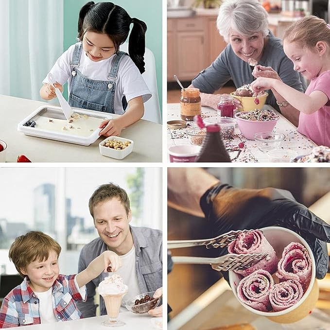 Instant Ice Cream Maker,Rolled Ice Cream Maker, Soft Serve Ice Cream maker,Perfect for Frozen Yogurt, and More! Food grade stainless steel ice cream roll machine for home us (white)