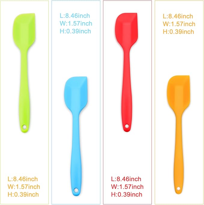4-Piece Silicone Spatula, Heat-Resistant Non-stick Rubber Spatulas with Stainless Steel Core
