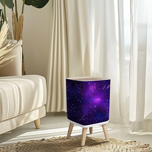 Small Trash Can with Lid Space nebula stars Milky way galaxy infinite universe Starlight night Wastebasket with Press Cover Dog Proof Garbage Can Waste Bin for Kitchen Bathroom Nursery 2.6 Gallon