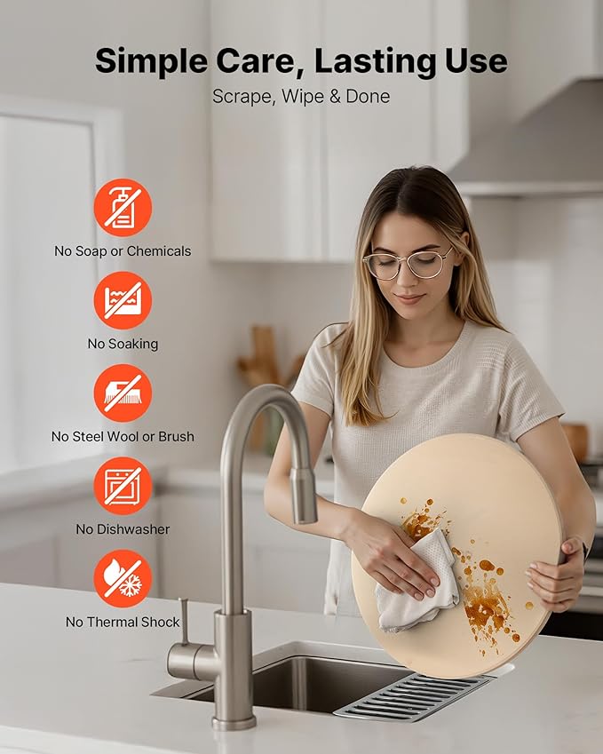 VEVOR Pizza Stone, 15 in Round Pizza Stone, 0.67 in Large Cordierite Baking-Stone with Metal Peel, Scrape, 1450℉ Heat-Resistant Cooking Stones, for Kitchen Oven, Baking Pizzas, BBQ Grill