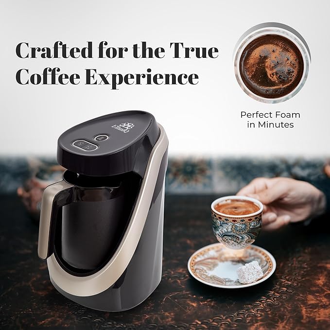 ETHNIQ Turkish Coffee Maker - 100% BPA Free, 120V, 1 to 4 Cup Brewing Capacity with Cook Sense Technology for Delicious Cup of Turkish & Greek Coffee, Turkish Coffee Pot - Black