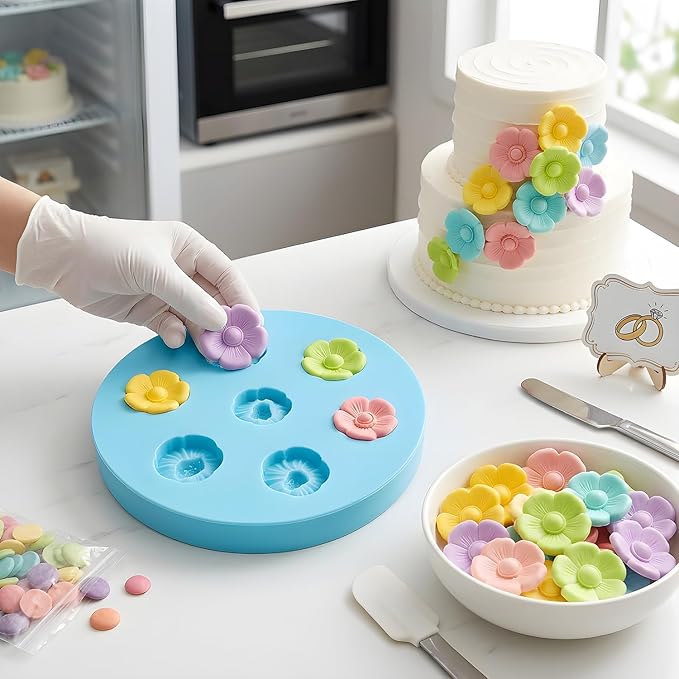 Flower Fondant Molds Plum Blossom Cake Decoration Silicone Mold for Cupcake Topper Chocolate Candy Gum Paste Polymer Clay