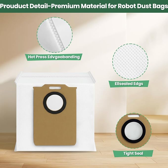 14 Pack MS1 MAX Dust Bags Compatible with MONSGA MS1 MAX Robot Vacuum Bags 3L Large Capacity Heavy Duty Bags for Home Vacuum