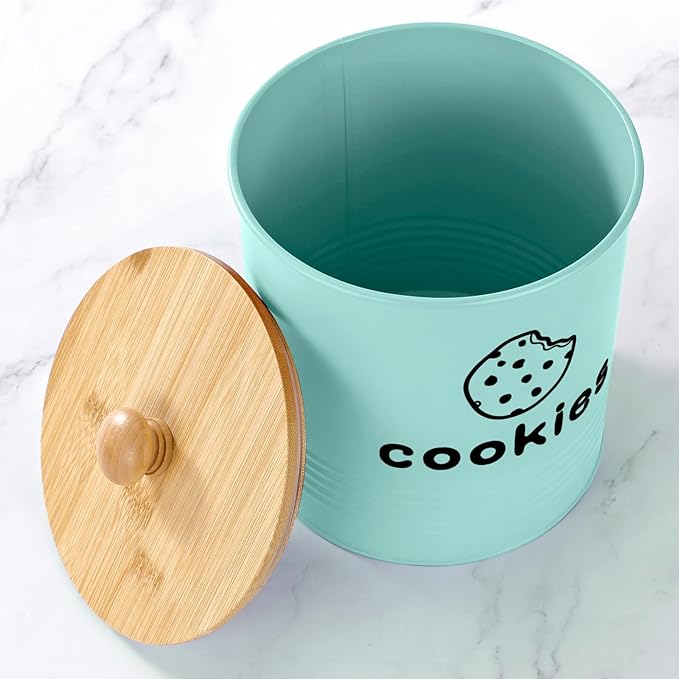 Blue Cookie Jars with Lids Airtight, 1.5 Gallons Cookie Tins, Large Cookie Jar for Kitchen Counter Decorative for Farmhouse, Christmas, and Gift Giving Cookie Storage Containers