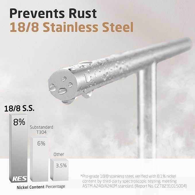 KES Countertop Towel Holder for Bathroom, Counter Top Towel Stand with Small Marble Base, T-Shape Hand Towel Holder Free Standing 18/8 Stainless Steel Space Saving Brushed Finish, BTH234S40-2