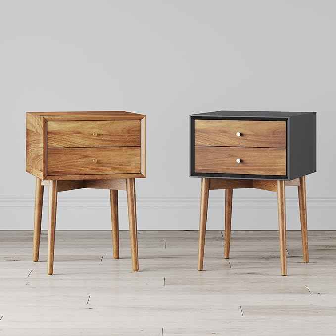 Nathan James Harper Modern Nightstand Side Accent or End Table with Storage Drawer, 1, Black/Brown