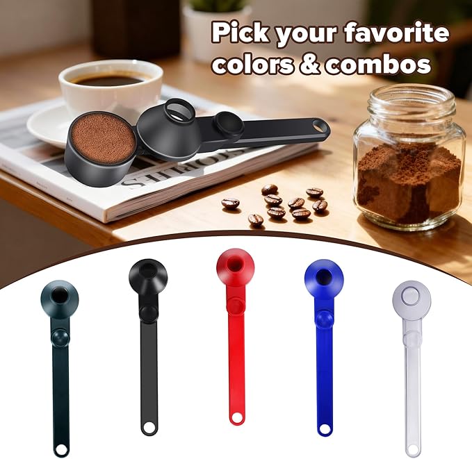 Coffee Scoop Fits Reusable K-Cups 2Tbsp, Food-Grade PCTG Funnel Scoop, Mess-Free & Precise Measuring for Coffee, Protein, Powder & Hot Cocoa (Black,1Pack)