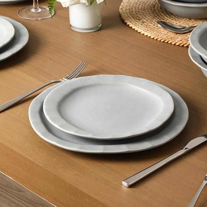 Stone Lain Oasis 4-Piece Dinner Plate Set Stoneware, Grey Blue