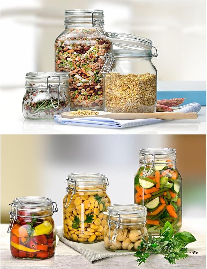 Bormioli Rocco Fido Clear Glass Jar with 85 mm Gasket,0.5 Liter (Pack of 6) (6 Items)