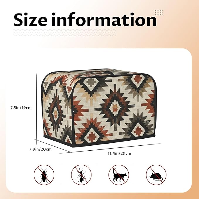 Southwestern Ethnic Aztec Toaster Cover 2 Slice, Cute Rural Bread Machine Cover, Washable Dust-Proof Cover for Kitchen Small Appliance Cover,with Top Handle
