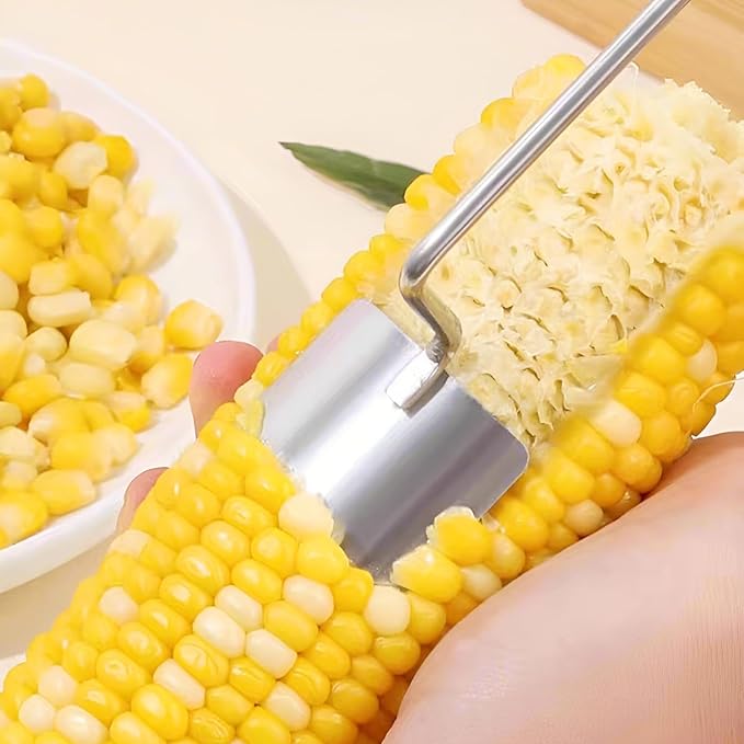 3PCS Corn Peeler Set, Stainless Steel Corn Peeler, Corn Stripper and Corn Holder Tool, Corn Planer Cutter Thresher Scraper,Peel Corn Cob Separator Quick