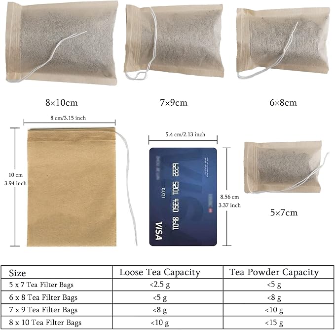 NEPAK 600 Pcs Disposable Tea Filter Bags for Loose Tea,Drawstring Empty Bag for Loose Leaf Tea,with 100% Natural Unbleached Paper(3.15 x 3.94 inch)