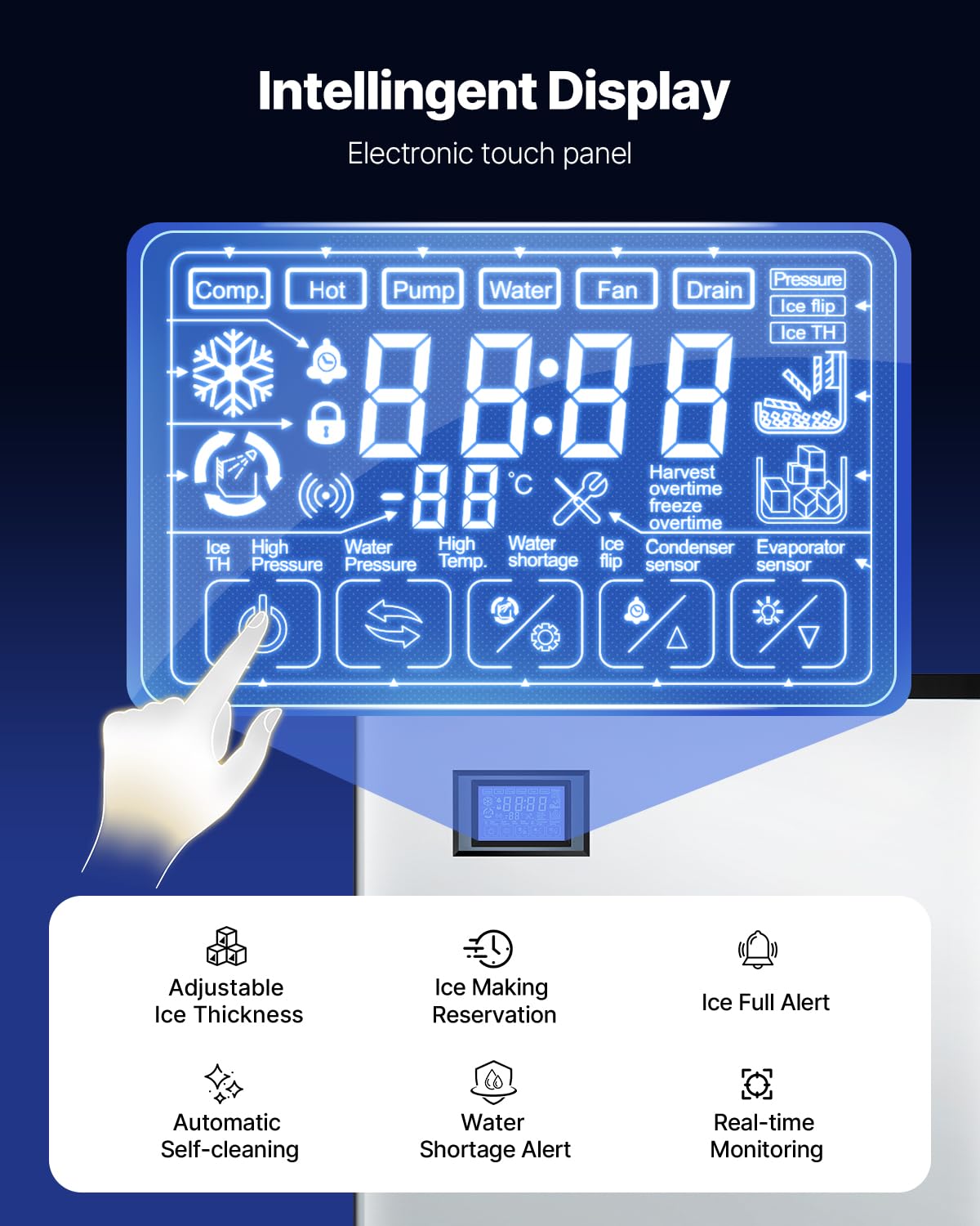 VEVOR Commercial Ice Maker Machine-Head 300 lbs/24 h, 20 Inch Stainless Steel Industrial Ice Machine, Self-Cleaning and Scheduled Ice Making, Modular Ice Cube Machine for Restaurant Hotel - Head Only