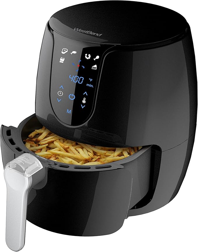 West Bend Air Fryer with Digital Controls and 30-Min Timer, 6 Cooking Presets, Nonstick Coating, 3.7-Quart, Black