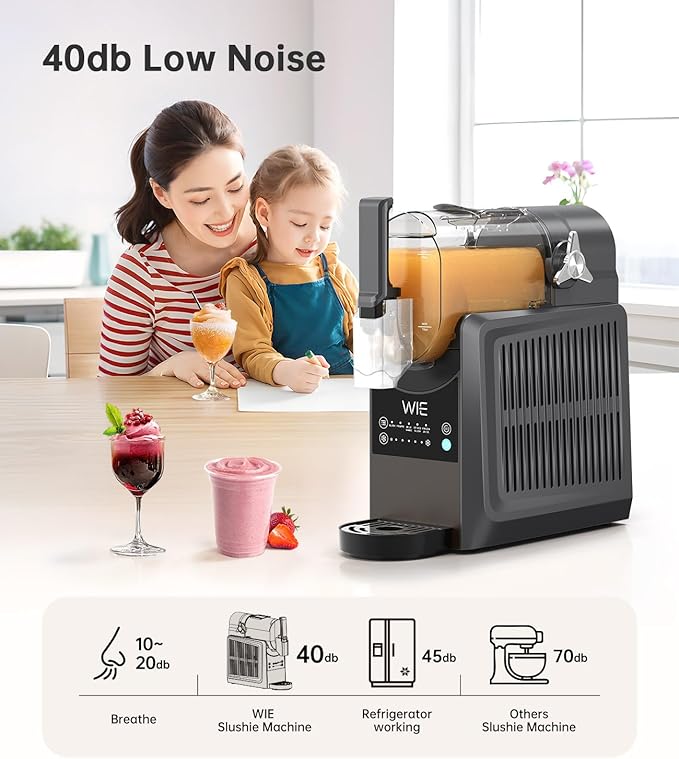 WIE Slushie Machine for Home, 88oz Slushy Machine No Ice Needed with 5 Presets, Shaved Ice Machine Self-Cleaning, Frozen Drink & Smoothie Maker Machine for Margaritas, Frappés, Cocktails & More