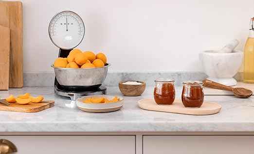 SMEG Retro-Style Analog & Digital Kitchen Scale, 11 lb Capacity, Rechargeable Battery, Backlit LCD Display, Stainless Steel Bowl (Black)