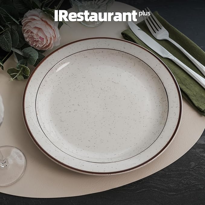 Stoneware Narrow Rim Commercial Grade Dinnerware (Brown Speckle, Plate 7.25")