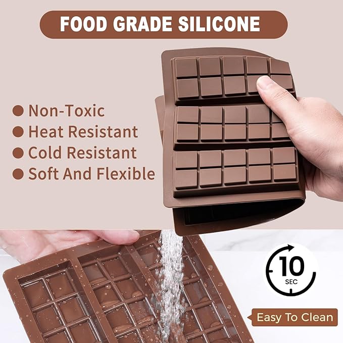 Chocolate Bar Mold, Non-Stick Chocolate Molds, Food Grade Silicone Deep Mold for Dubai Pistachio, Candy, Snacks