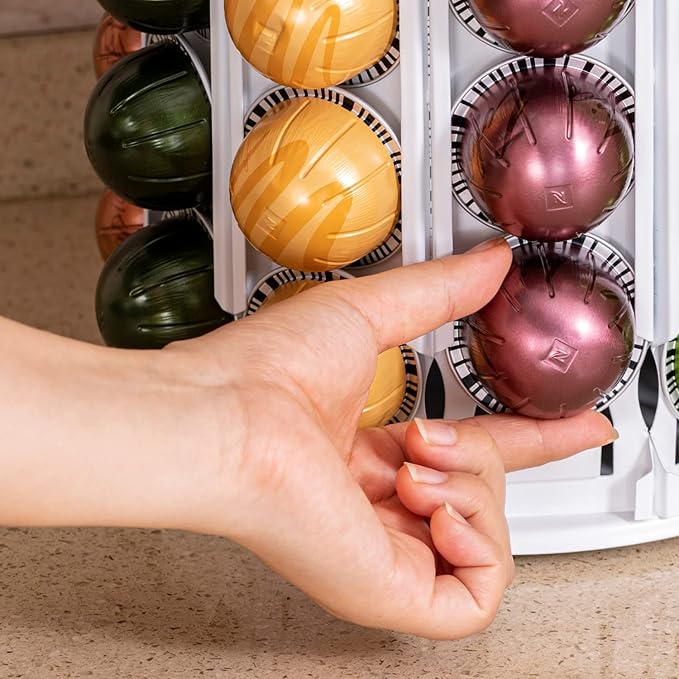 FlagShip Vertuo Pod Holder Coffee Pod Stand for Nespresso Pod Storage with Elegant White (100+ Pods Capacity)