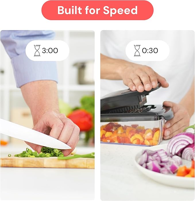 Fullstar The Original Pro Chopper - Vegetable Chopper and Slicer, Food Chopper with Container, Fruit Slicer, Kitchen Gadgets & Gifts, Home Essentials (6 in 1, Black)