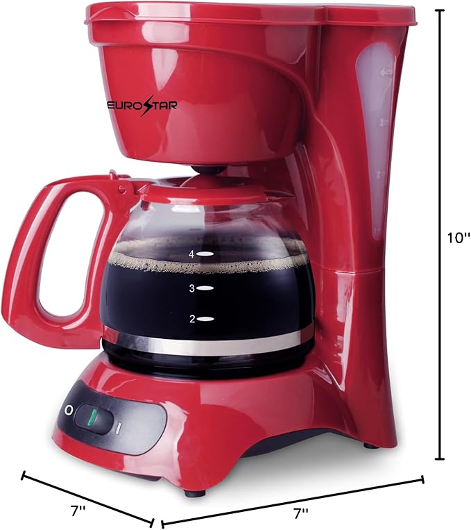 EUROSTAR ECM621R 4-Cup Coffeemaker, Red