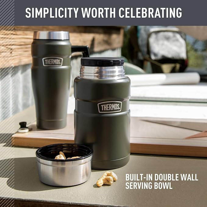 THERMOS Stainless King Vacuum-Insulated Food Jar, 24 Ounce, Army Green
