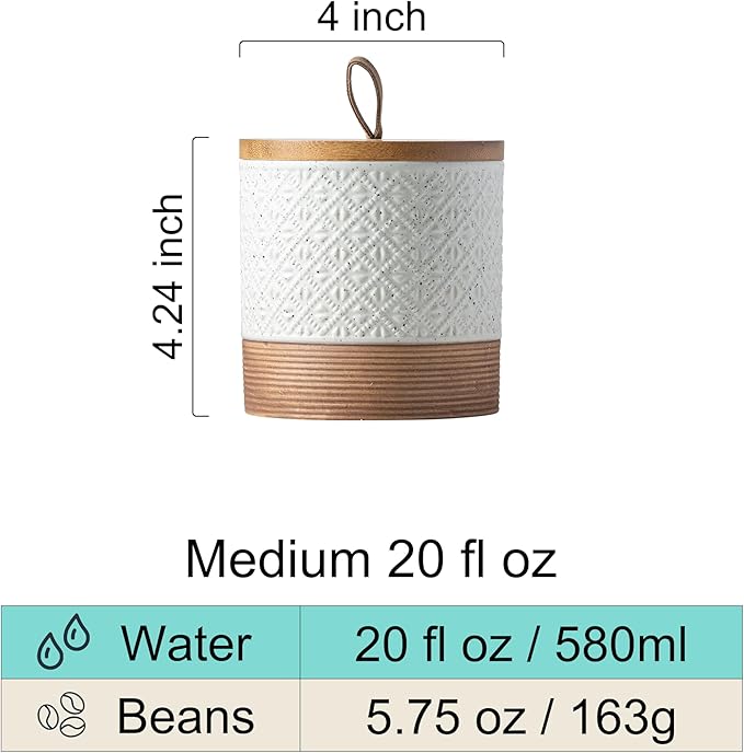 Miamolo Ceramic Jar with Lid, Coffee Canisters with Airtight Lids Kitchen Food Storage Container for Spice Loose Leaf Tea, Small Decorative Jars for Countertop Coffee Bar Accessories - White 20 fl.oz