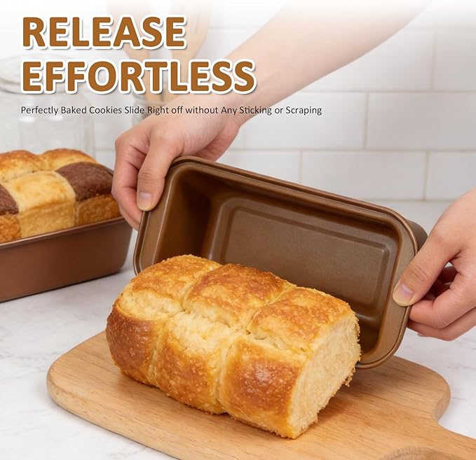 10PCS Nonstick Baking Pans Set - Bakeware Sets for Cooking, Oven and Dishwasher Safe, Non Toxic, Includes Cookie Sheets for Baking, Muffin Pan, Bread Pan, Cake pan, Loaf Pan, Roasting Pan Gold