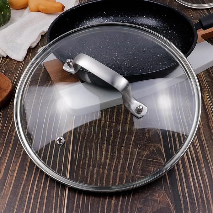 10 Inch Glass Lid for Lodge Cast Iron Skillet, 10" OXO Obsidian Frying Pan, Calphalon stainless pans and Other 10-10.25 Inch Kitchenware