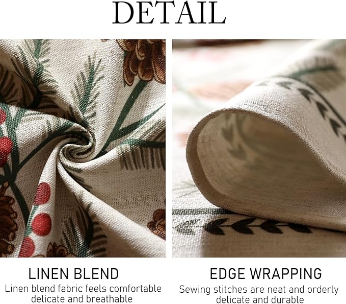 ISAENNE Designer Christmas Beige Linen Small Rectangular Tablecloth,Pinecones Pattern Indoor Tablecloths,Washable Decor Table Cloth for Dining Thanksgiving Kitchen Christmas,55"*71"-Carol B