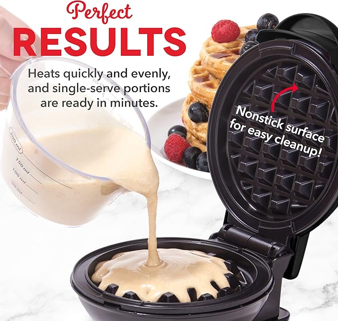 Dash Mini Maker Set - Customized Treat Maker - Supports Multi-Function Cooking - Easy Cleanup and User-Friendly Design - Black - Waffle & Griddle Irons