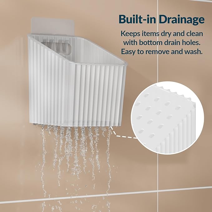 NiHome 4-Pack Plastic Wall Mount Storage Caddy for RV/Camper Storage and Organization, Self Adhesive Cabinet Door Organizer for Bathroom/Kitchen, Camper Must Haves & Small Item Organization