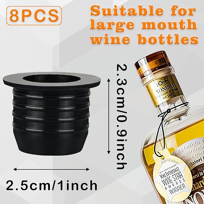8 Pack Liquor Pour Spout Adapters, Pour Spouts for Large Neck Liquor Bottles, Liquor Bottle Pourers for Alcohol Olive Oil up to 1 inch/25 mm Neck