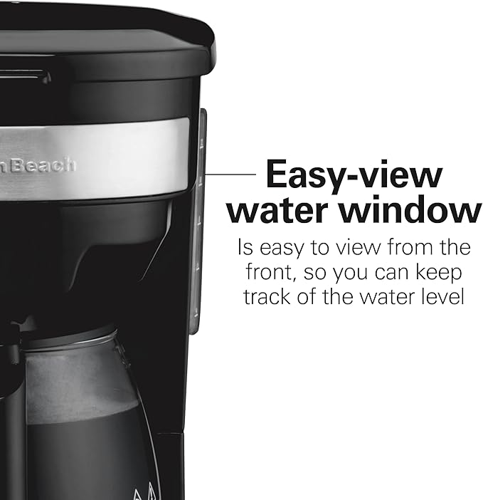 Hamilton Beach 12 Cup Programmable Drip Coffee Maker Machine, Regular & Bold Brew Options, Auto Pause and Pour, Glass Carafe, Black with Stainless Accents (46299J)