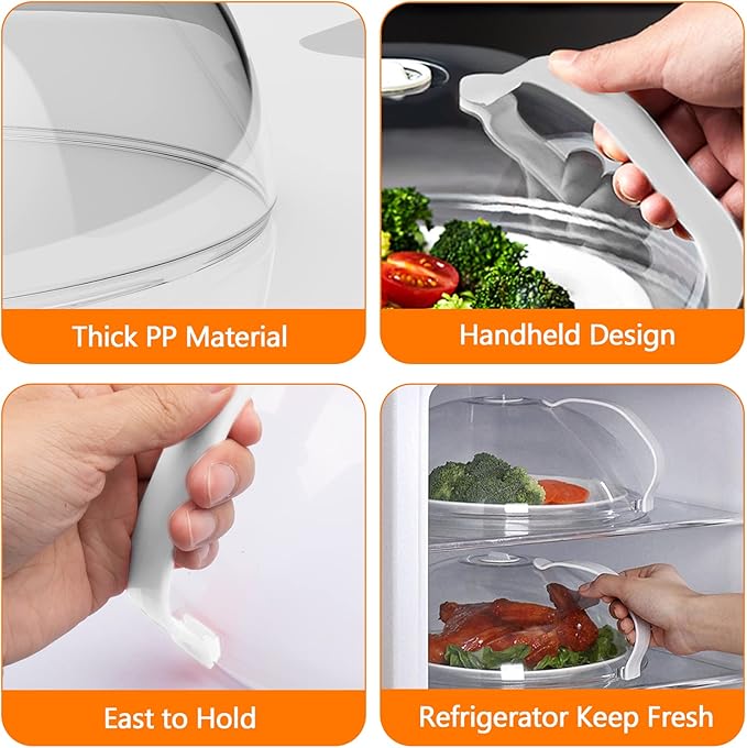 Microwave Splatter Cover for Food- 2 Pack with Handle, Steam Vents, Keeps Oven Clean, BPA Free